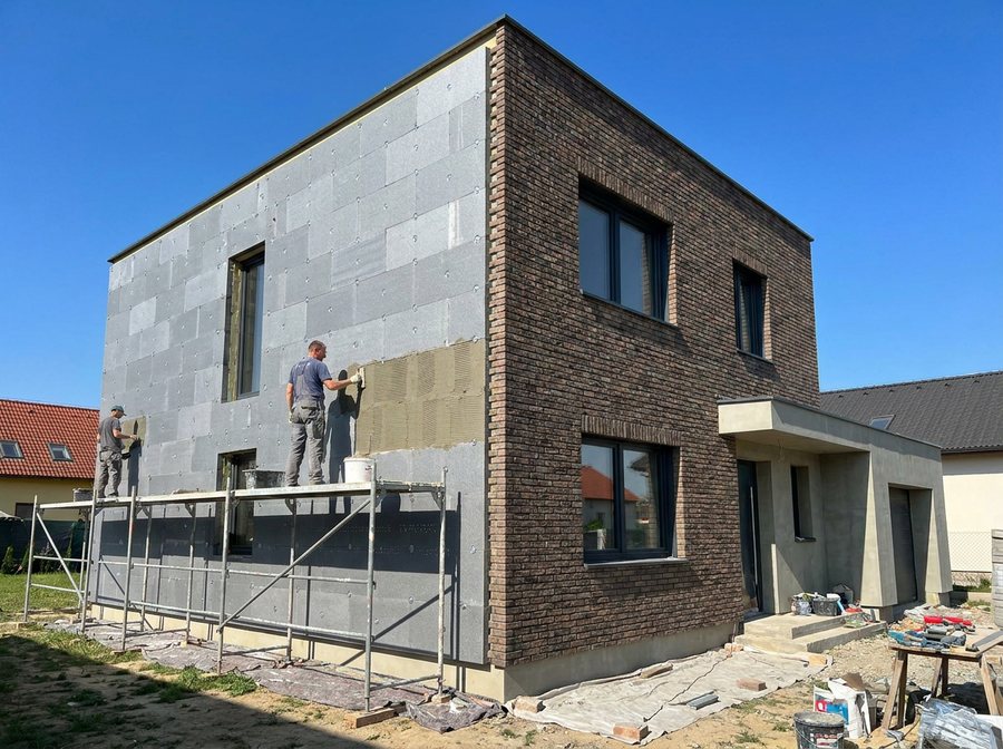 Sierbaksteengevel met thermische isolatie
